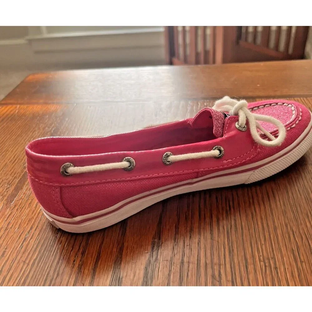 Sperry Top-Sider Biscayne Girls Size 2M Hot Pink Glitter Slip-On Boat Shoes